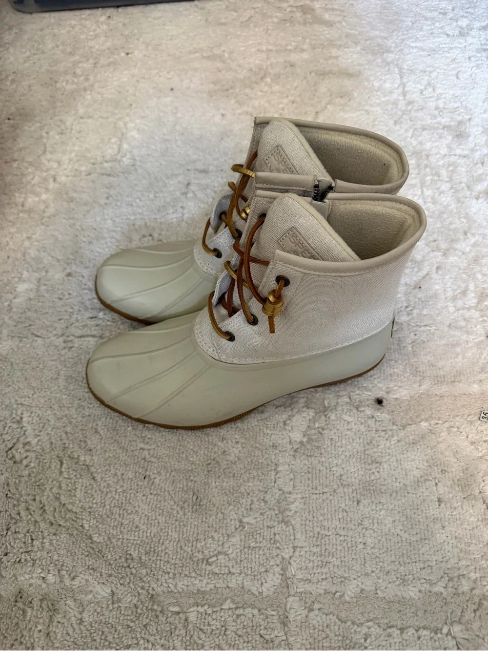 Sperry Women's Cream and Tan Duck Boots